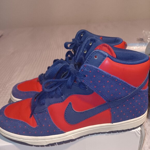 Nike Dunk Skinny Print Hyper Red Royal Blue Mid - Picture 1 of 4